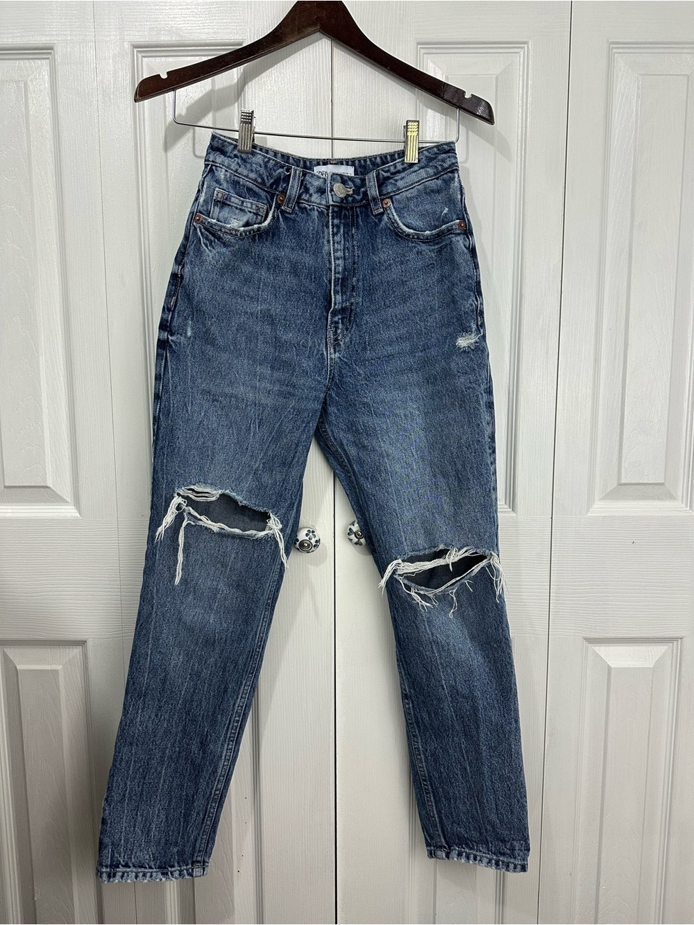 Zara High-Rise Distressed Jeans